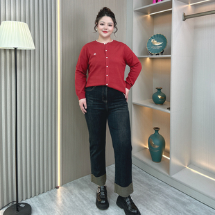 新款 女2025年秋装 胖mm高腰显瘦爆款 直筒牛仔裤 子 大码 九分裤 烟管裤