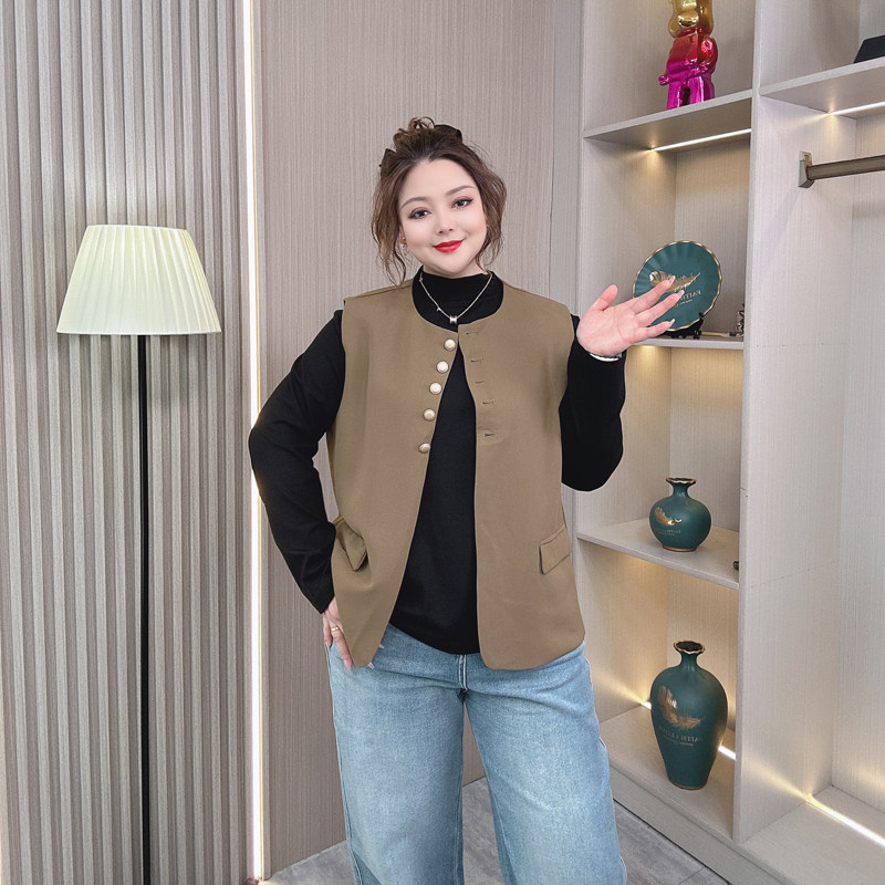 大码女装高级感西装显瘦马甲外套图片