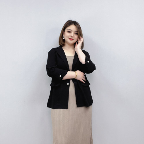 大码女装夏季薄款七分袖西装外套