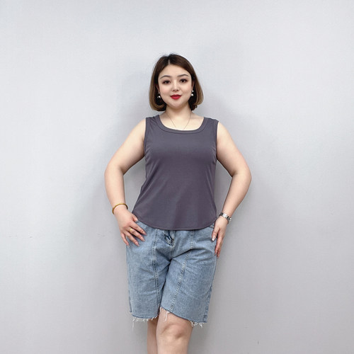大码女装显瘦冰丝纯棉吊带背心女