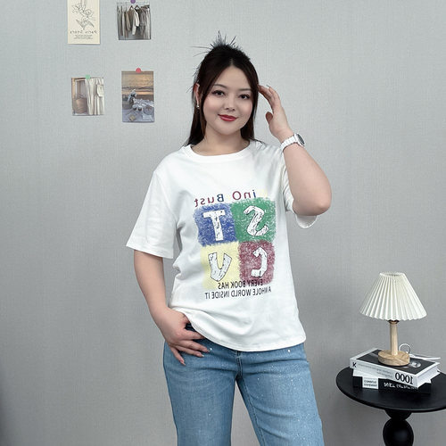 大码女装短袖T恤女百搭休闲上衣