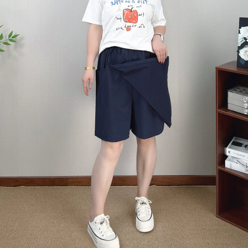 大码女装冰丝速干阔腿五分裙裤女