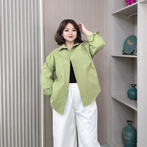 2024秋季大码衬衫外套女宽松上衣