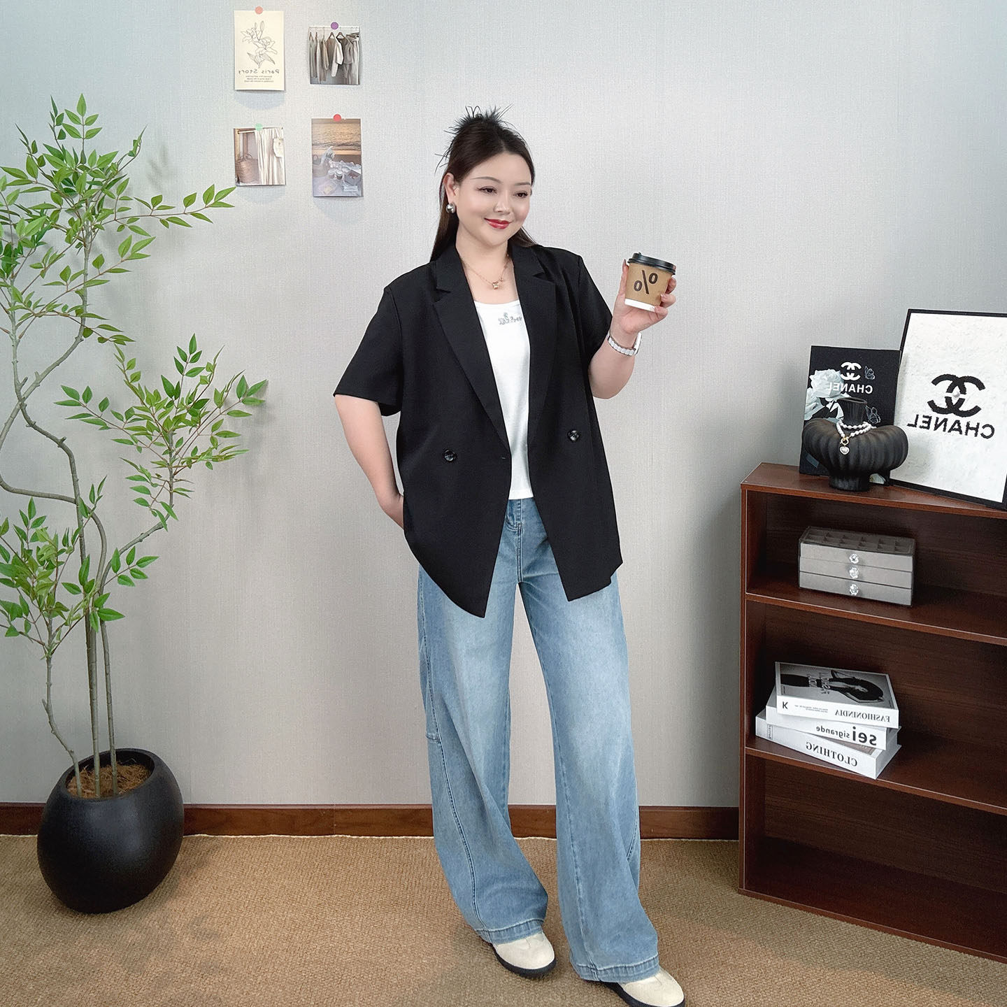 薄款短袖西装外套女大码显瘦上衣图片