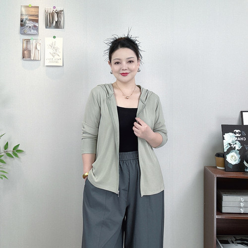 连帽卫衣开衫女大码上衣休闲外套