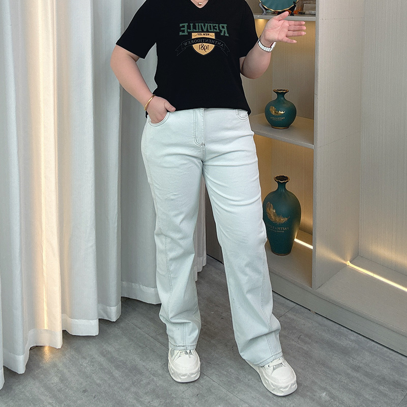 彩色牛仔裤女夏季薄款高腰香蕉裤