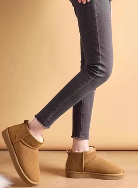 真皮加绒厚底防滑耐磨鞋雪地靴冬季抗寒保暖短靴明星同款B23688-1