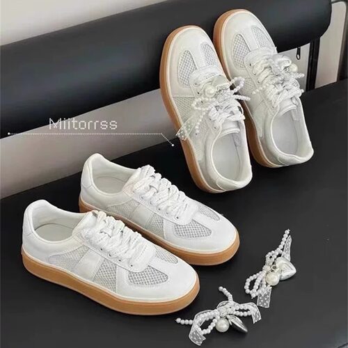 真皮单网!德训小白鞋软底舒适板鞋女休闲鞋百搭轻便秀气5B1586