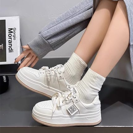 希希家真皮小白鞋厚底舒适简约日常轻便板鞋透气休闲鞋百搭6066-6