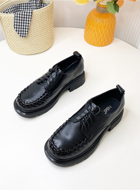 牛皮真皮乐福鞋粗跟套脚百搭舒适女款小皮鞋英伦风单鞋151023