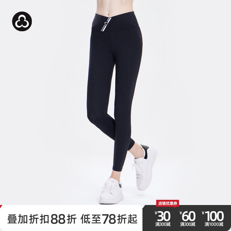 TITIKA运动紧身裤女健身吸湿排汗高强度黑色高腰九分瑜伽裤Cross