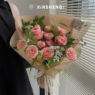 芯苼物语 纸花艺礼物包花纸diy材料 复古彩麻卷亚麻布鲜花花束包装