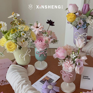 芯苼物语 郁金香笔筒鲜花插花杯材料手工花艺diy礼物搭配资材 新品