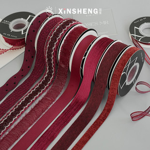 芯苼物语 复古安可拉红鲜花花束绑带手工花艺diy礼物包装搭配材料