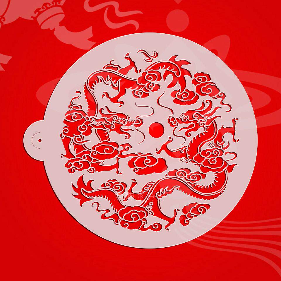 翻糖镂空造型糖粉筛中国龙图案喷花喷画印花手绘diy模板蛋糕模具