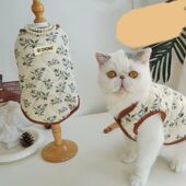 马甲 背心猫宠物衣服衣服花无袖 秋冬季 宠物猫咪狗狗衣服复古时尚