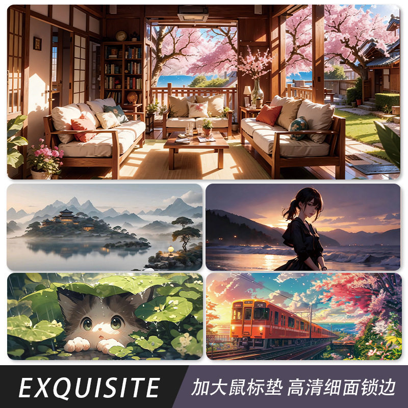 巅峰玩家动漫风景鼠标垫加大高清细面锁边游戏桌面垫