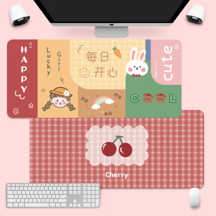 原创动漫鼠标垫超大号创意漫画文字可爱兔子INS风时尚 简约办公垫