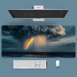 彩虹游戏鼠标垫防水防滑风景落日电脑桌面垫大尺寸电竞垫办公室垫