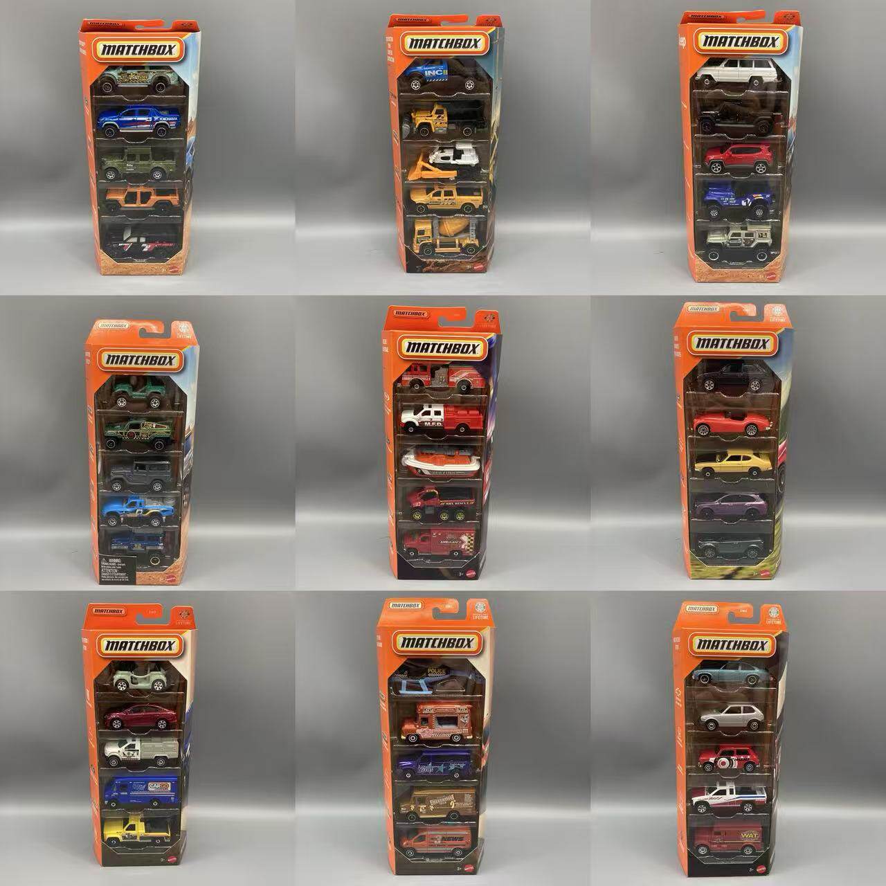 matchbox/火柴盒 小汽车模型工程 皮卡 越野车车5辆装玩具车C1817