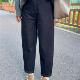 微胖女孩梨型身材宽松百搭遮胯显瘦老爹裤 深蓝色哈伦牛仔裤 大码