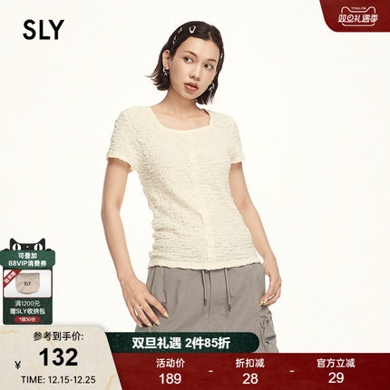 SLY 2024夏季新品优雅通勤肌理感方领多色短袖衬衫039HSN80-0411
