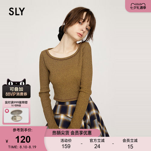 SLY 春季新品简约风圆领长袖针织衫打底上衣030HAM80-2351
