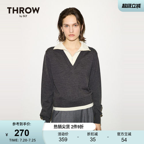 【THROW】SLY 春季新品简约通勤假两件针织衫女030HA070-4101
