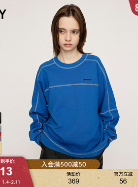 SLY 24冬季新品美式休闲宽松棒球圆领套头卫衣女030HAR80-4991