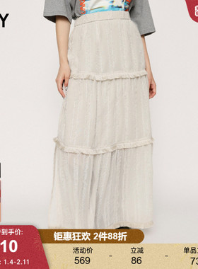 sly 24冬季新款温柔初恋感小白裙简约蕾丝半身裙038HAZ31-0291