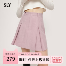 SLY 夏季新品休闲通勤高腰A字甜美短款百褶裙半身裙030GSZ31-0680