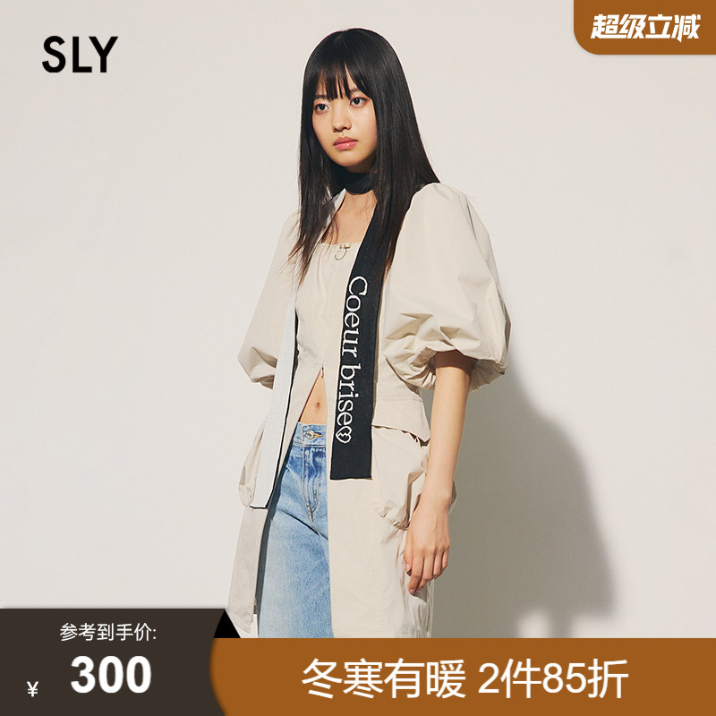 sly优雅古典风泡泡袖衬衫连衣裙
