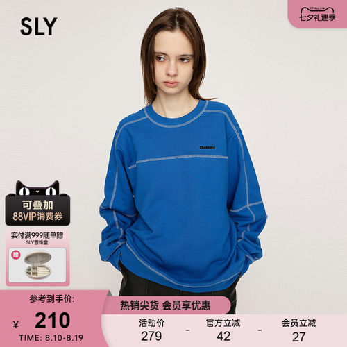 SLY 24春季新品美式休闲宽松棒球圆领套头卫衣女030HAR80-4991