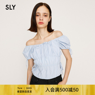SLY 秋季新品优雅气质抽褶绑带收腰修身衬衫女030IAZ30-0781