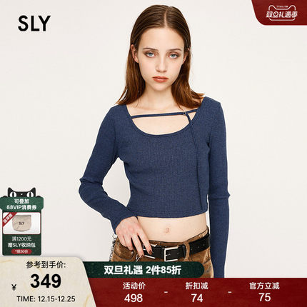 SLY 2025秋季新品韩系温柔风修身圆领长袖针织衫女030IAR80-2131
