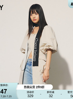 SLY 夏季新品优雅气质古典风泡泡袖衬衫连衣裙030HSZ33-0701