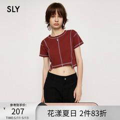 SLY 夏季新品甜酷不对称设计小版型直筒短袖T恤030GAR80-3410