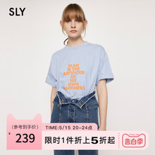 SLY 夏季新品字母印花休闲中性风圆领短袖T恤女030GSY90-5500