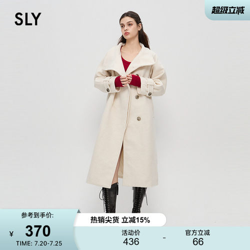 长款毛呢SLY长袖通勤POLO领