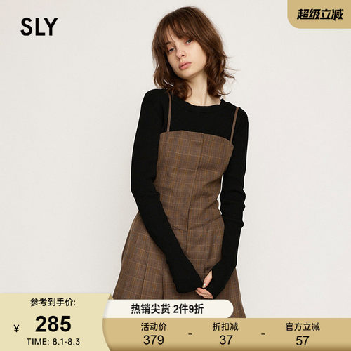 SLY 春季新品法式赫本风多穿法百褶吊带连衣裙030HAR33-5761