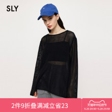 SLY 夏季新品慵懒感镂空网眼设计长袖针织T恤女030GSY30-2340