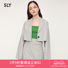 SLY 简约通勤风截断设计一粒扣翻领短款西装外套女C30GAZ30-1760