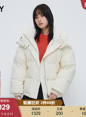 SLY冬季新品短款连帽软糯面包保暖羽绒服外套038HAU30-0331