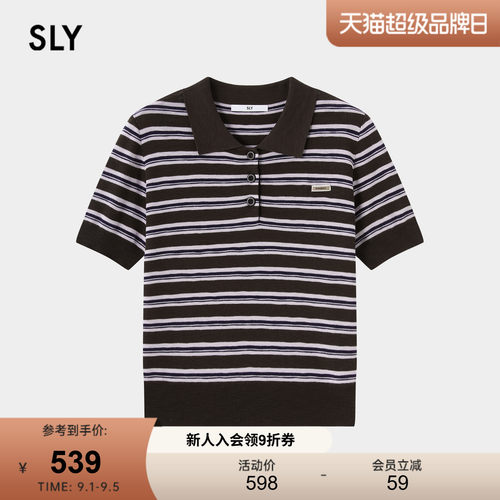 SLY 2026秋季新品复古休闲撞色条纹Polo衫短袖T恤女038JAC70-1079