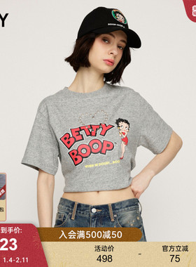 SLY x Betty Boop联名2025夏季新品爱心镂空LOGOT恤030ISY01-4691