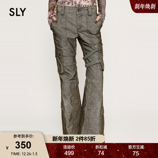 24冬季 030HAZ31 新品 绑带休闲裤 0911 美拉德低腰微喇裤 SLY