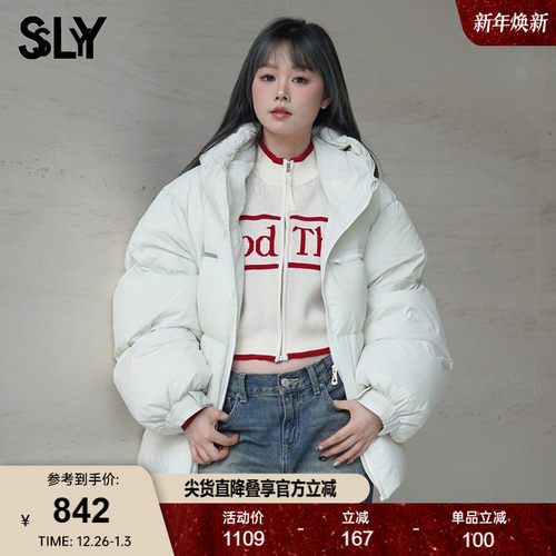 SLY冬季新品时尚宽松面包保暖连帽羽绒服外套038HAZ30-0061