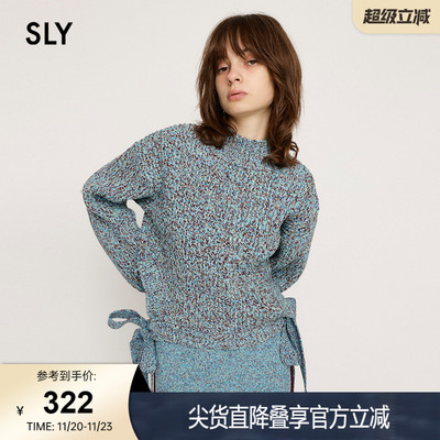SLY 春季慵懒杂色彩豆系带圆领针织衫毛衣030HAZ70-1641