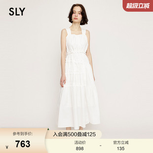 2671 SLY 2025夏季 新品 海边度假风不规则花边吊带连衣裙030ISY33