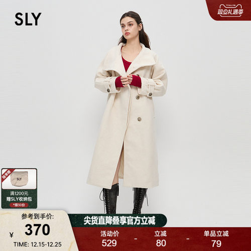 长款毛呢SLY长袖通勤POLO领